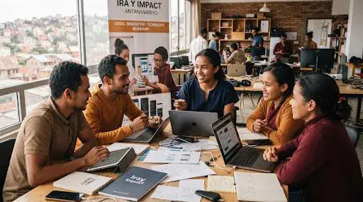 Jeunes travaillant ensemble sur des ordinateurs portables